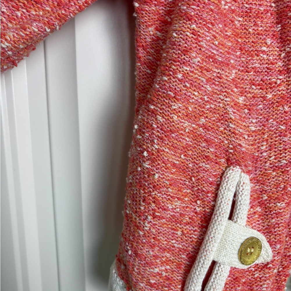 Curio Knit Sweater Jacket Small | Coral Bouclé Zip Front Boutique Jacket - Picture 3 of 6
